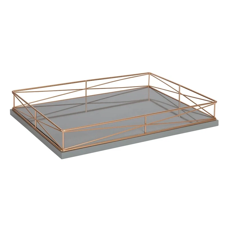 Kate and Laurel Mendel Modern Decorative Tray with Metal Rim - 12x16.5