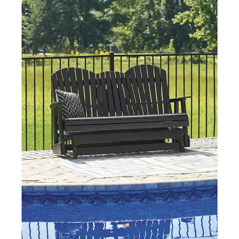 Signature Design by Ashley Hyland wave Outdoor Glider Loveseat - 67  W x 31.5  D x 41.75  H