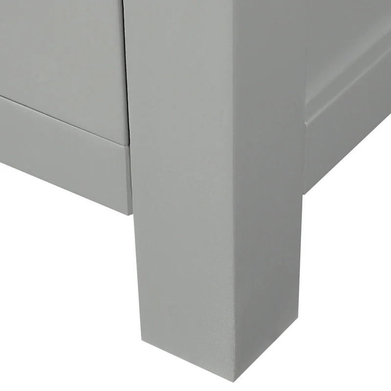 Chilled Gray Linen Tower with Glass Door, 4 Drawers & 2 Adjustable Shelves