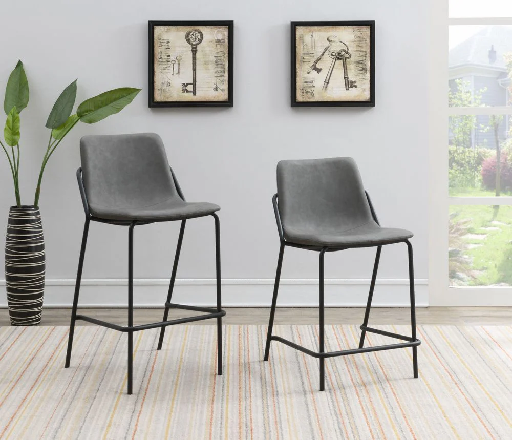 Grey Mid Century Stool in Counter or Bar Height
