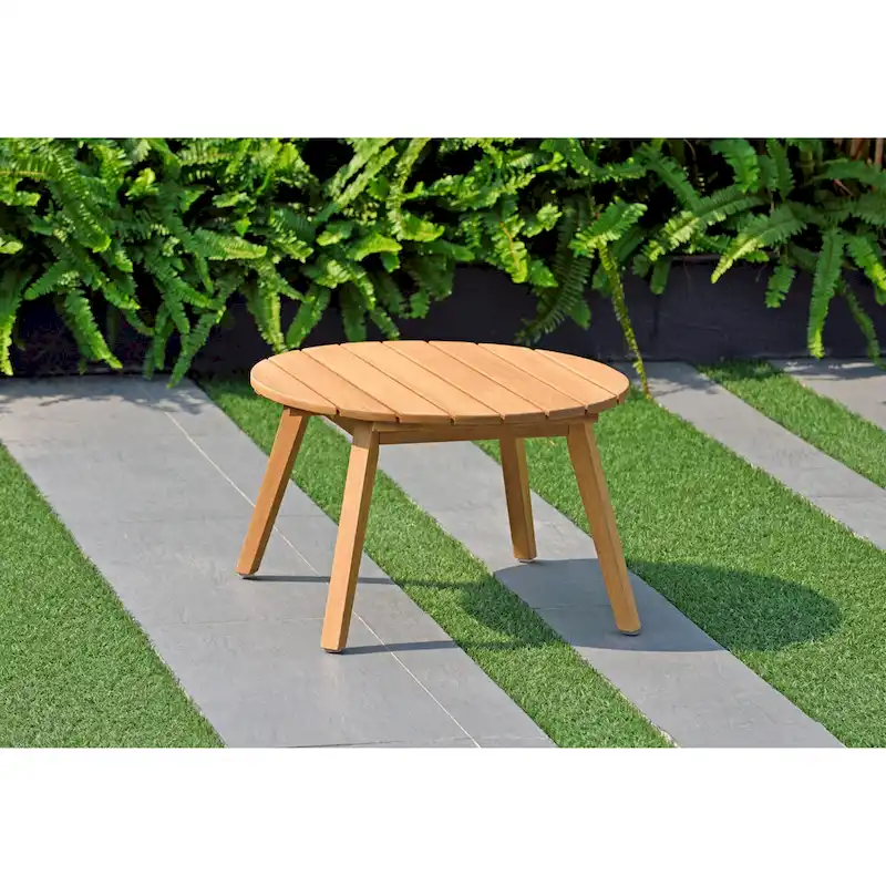 Amazonia Zanzibar Round Side Table with Teak Finish - 13  H x 20  L x 20  W