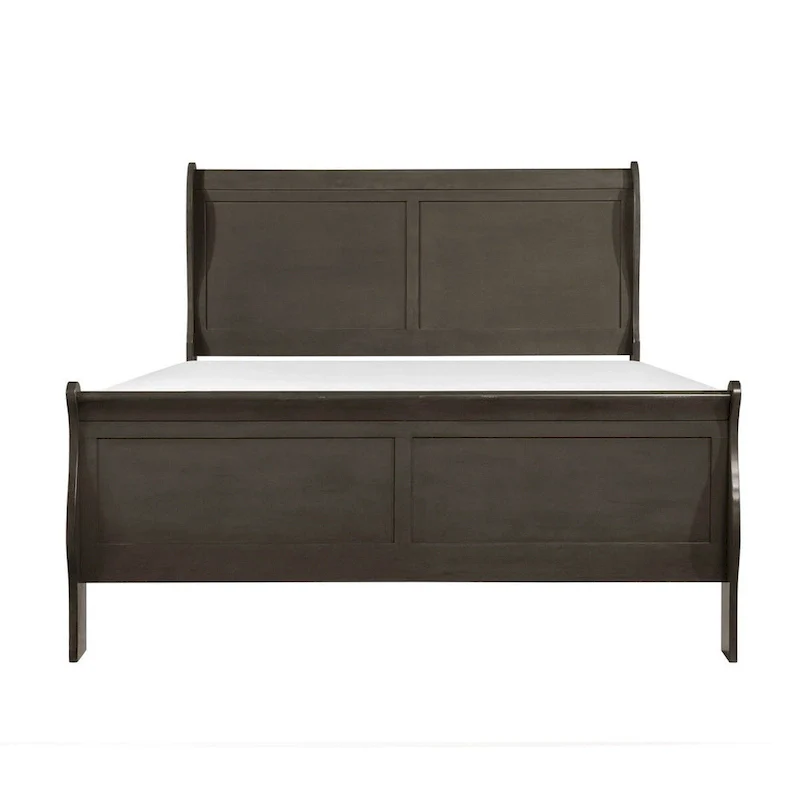 Gage Traditional California King Sleigh Bed, Wood Frame, Stained Gray