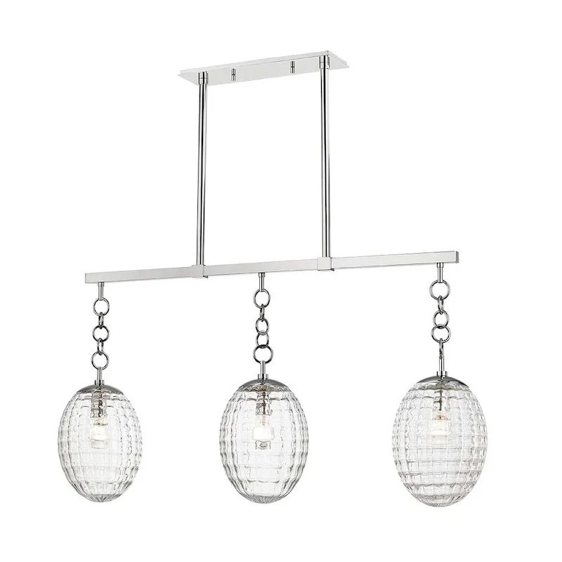 Hudson Valley Venice 3-light Polished Nickel Island Light, Clear Optic Glass