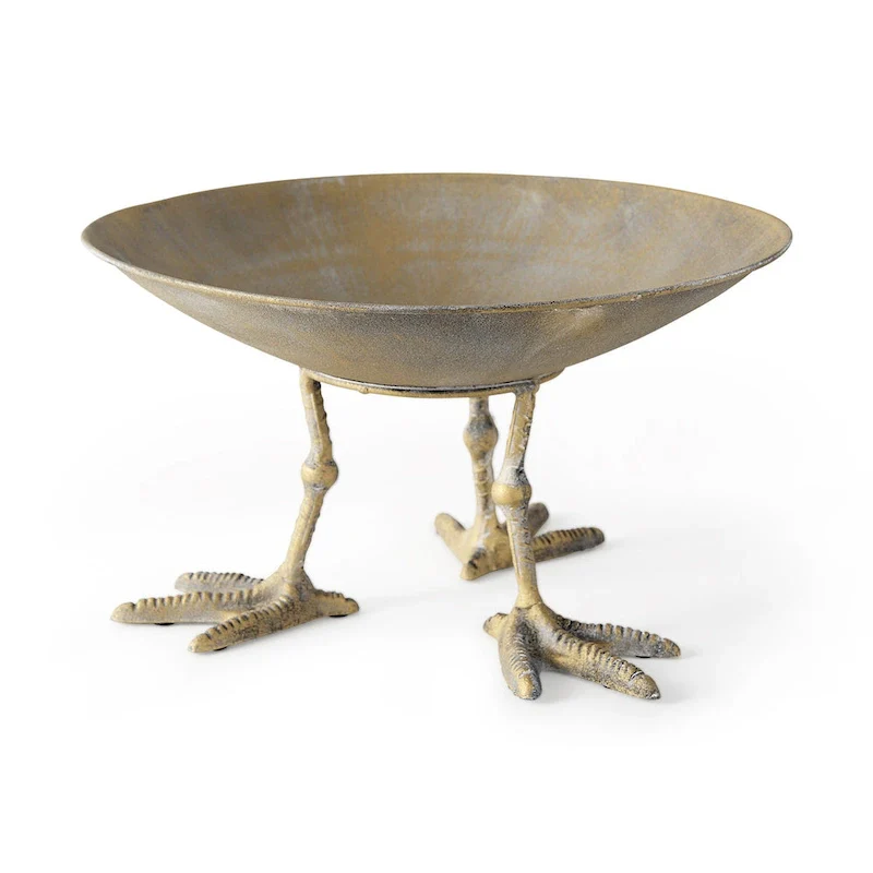 HomeRoots 13  Gold Metal Round Centerpiece Bowl