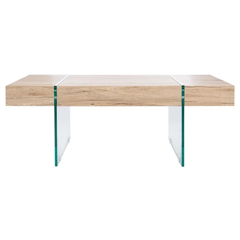 SAFAVIEH Pluma Glass Leg Rectangular Coffee Table - 43.3 W x 23.6 L x 15.7 H - 43Wx24Dx16H
