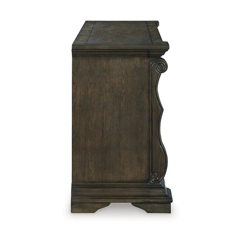Dark Brown Dining Buffet with 3 Cabinets and 3 Drawers
