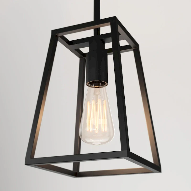 Artika Carter 1-Ligh Pendant with Amber Incandescent Bulb, Black