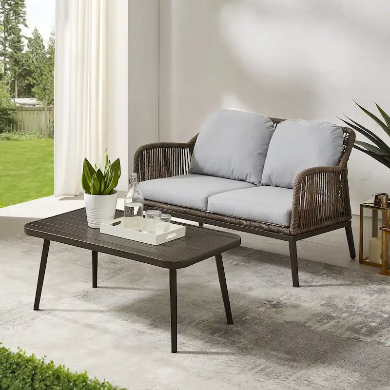 Haven 2Pc Outdoor Wicker Conversation Set - 75 D x 48 W x 29.75 H