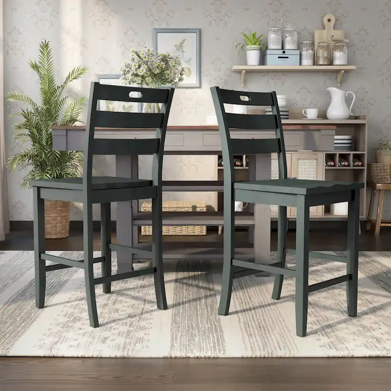 Rangel Rustic Wood Ladder Back Counter Height Chairs by Furniture of America (Set of 2)