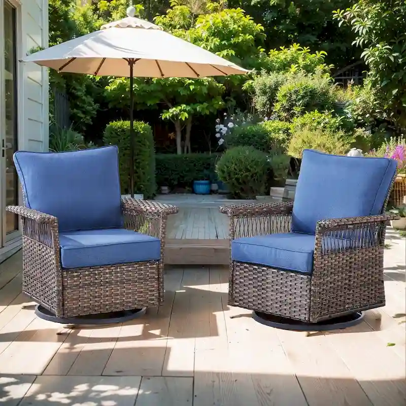 Patio Chairs Rocking Swivel Chiar - 2 Piece - Brown