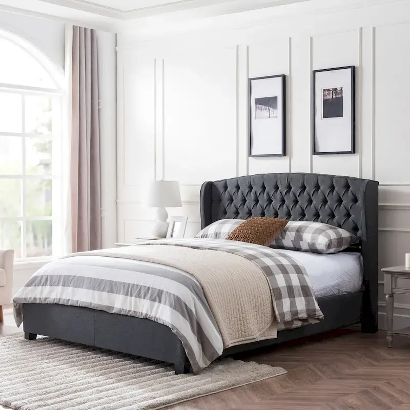 Virago Upholstered Low-profile King Platform Bed by Christopher Knight Home