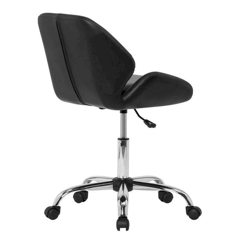 Faux Leather Adjustable Office Task Chair with 5-Star Chrome Base and 360° Swivel – Silver / Black, for 1 Person