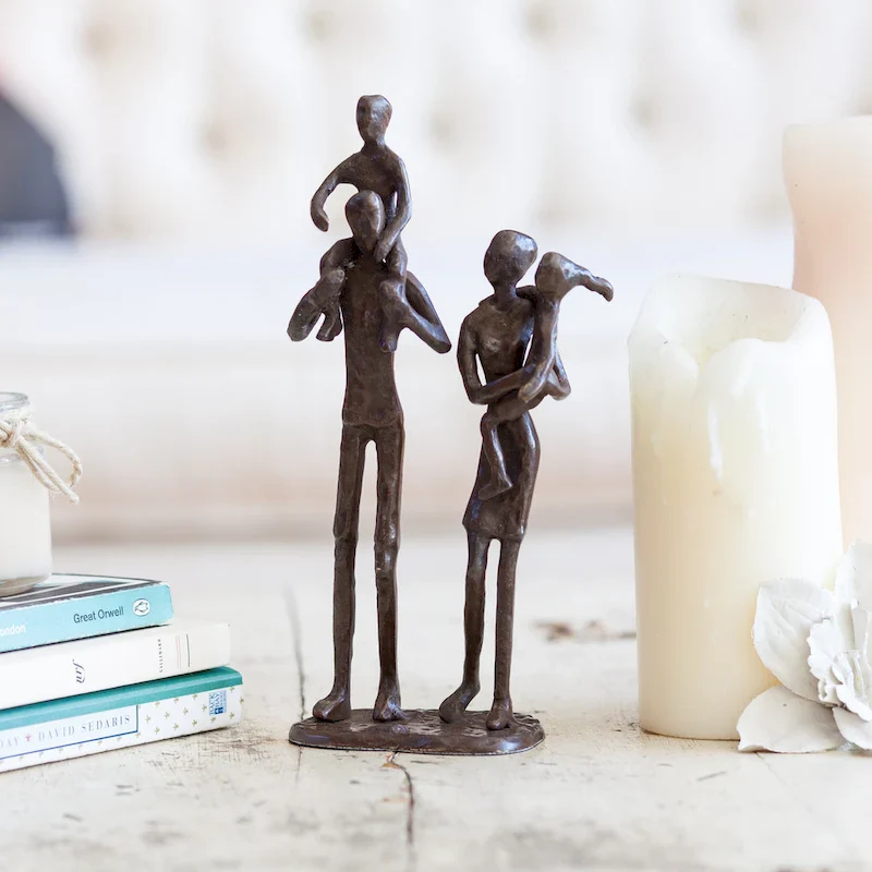 Parents Carrying Children Bronze Sculpture