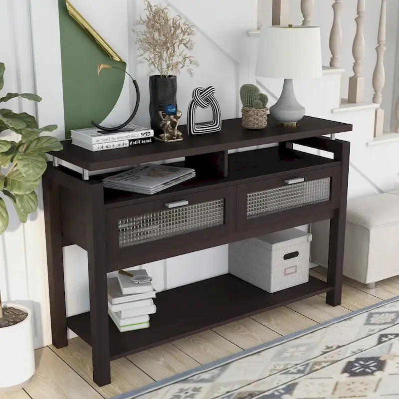 Posa Modern Espresso 47-inch 2-Shelf Sofa Table by Furniture of America