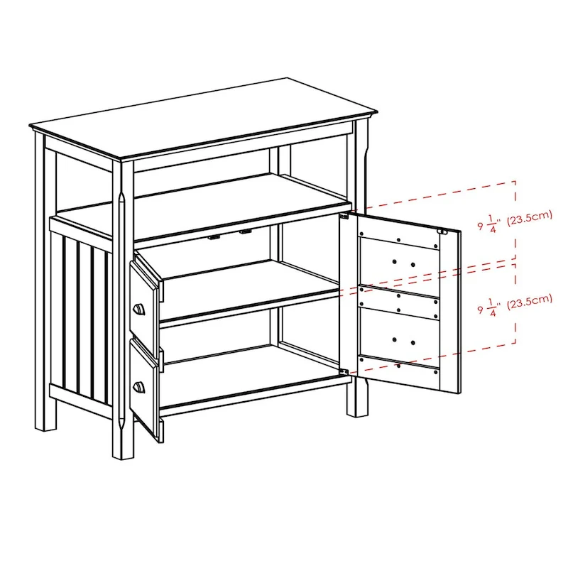 Buffet Cabinet, Black - 36 x 18.03 x 35.98 inches - 36 x 18.03 x 35.98 inches