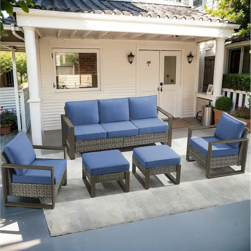 Patio Furniture Set Rattan Outdoor Sofa Chair - Grey