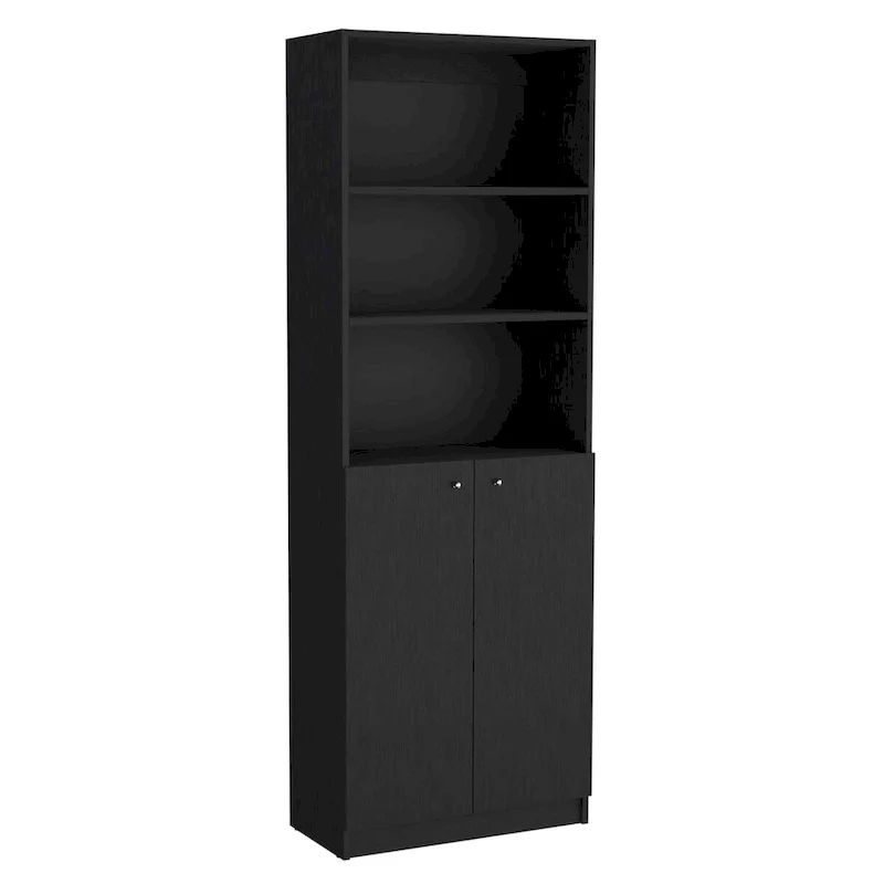Kenyon 3pc Set 74 Wide 5-Shelf and Cabinet Bookcase