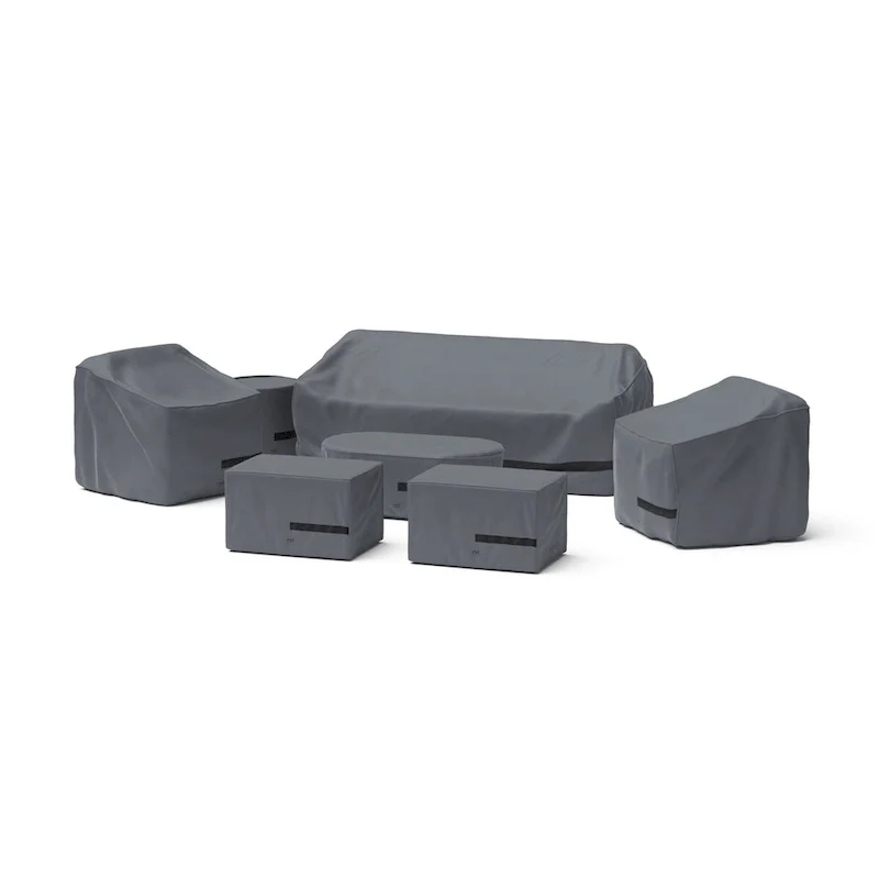 Grantina 7 Piece Polyester Outdoor Patio Club Seating Deluxe Furniture Covers - Grey