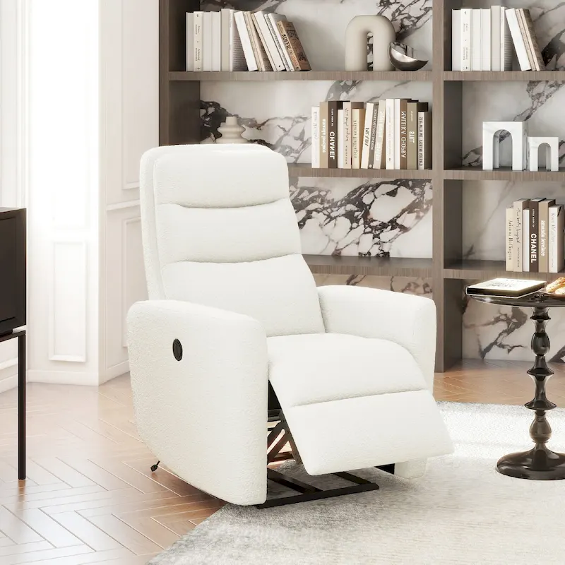 Bloomy 35.5 Boucle Upholstered High-Back Power Recliner Motion Chair