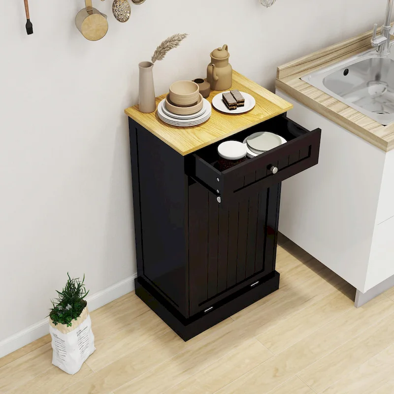 1-Drawer, 1-Compartment Tilt-Out Trash Cabinet - Kitchen Trash Cabinet
