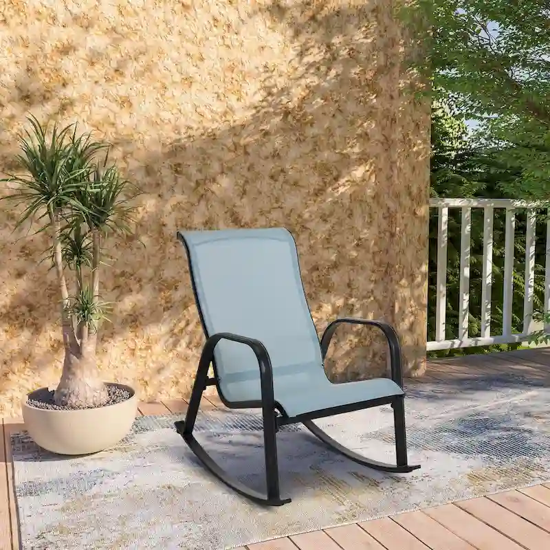 Single Iron Frame Removable Teslin Rocking Chair