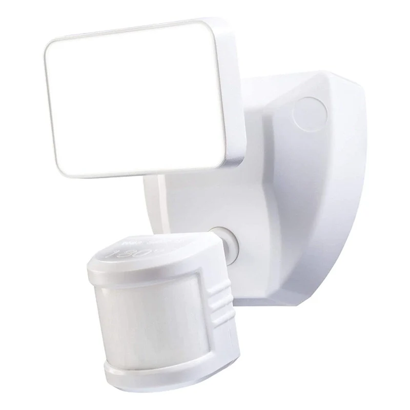 180 Degree LED Motion Sensor and Voice Activated Outdoor Security Flood Light White Finish, 6 H - N/A