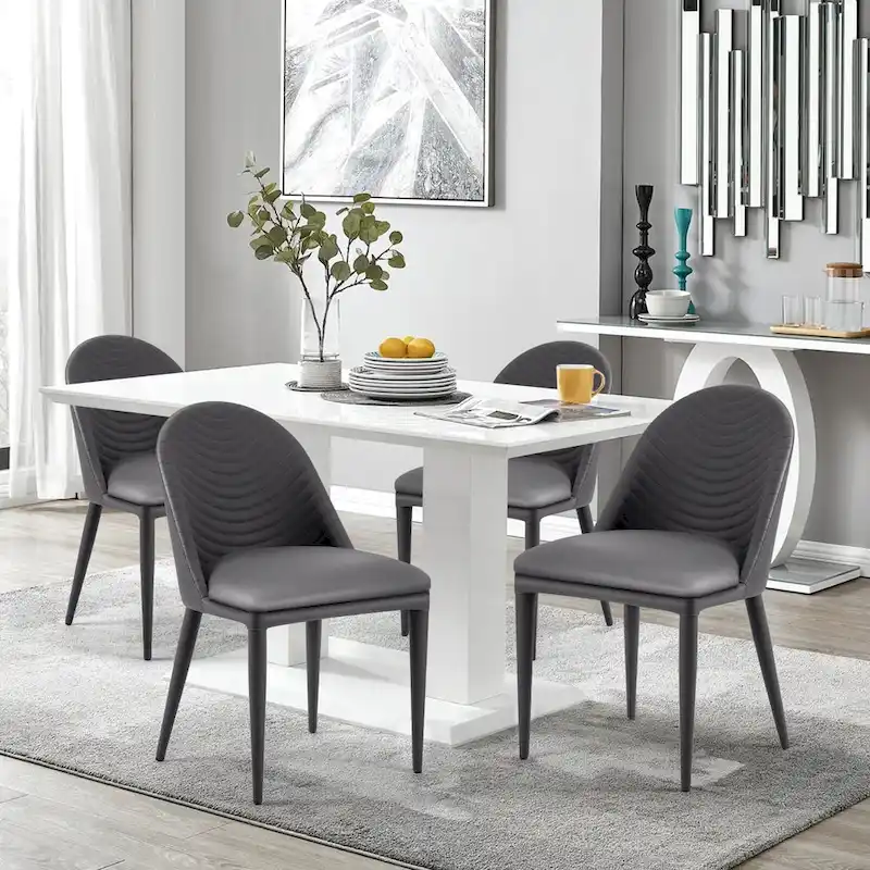 Fully Assembled Microfiber Leather Upholstered Dining Chairs, Set of 2 - 22.44D x 18.5W x 32.28H