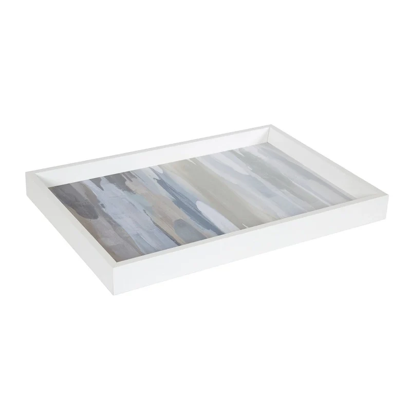 Amanti Art Decorative Wood Tray 13 x19  featuring 'Intuition Blue and Tan' by Jackie Hanson