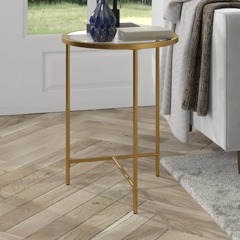 Berenson 18 Wide Round Side Table with Glass Top