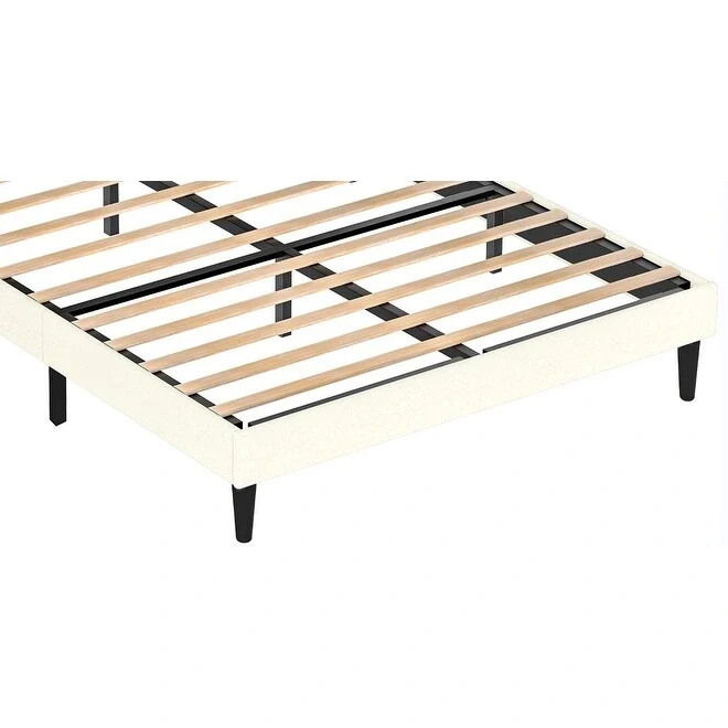 White Queen Bed Frame with High Load-Bearing Capacity