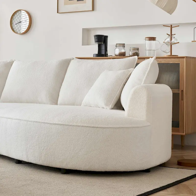 122.8 Modern Teddy Fabric Cloud Curved Sofa -- Left Facing