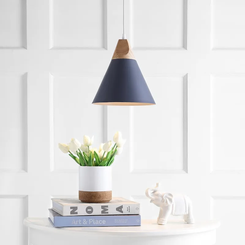 SAFAVIEH Lighting Taimi Adjustable 1-Light Led Grey Pendant - 10 x10 x12.9-84.9  - 10Wx10Dx85H