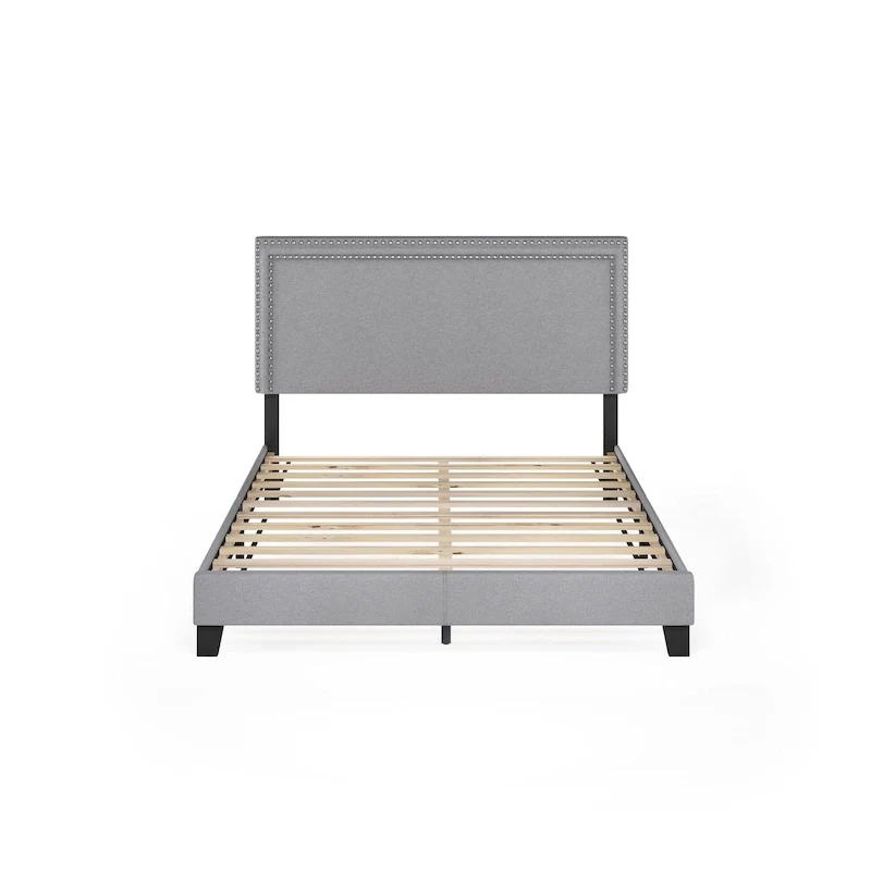 Furinno Laval Double Row Nailhead Bed Frame