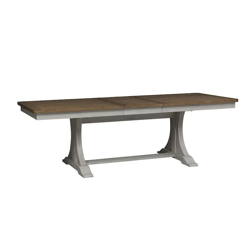Farmhouse Reimagined Antique White with Chestnut Trestle Table
