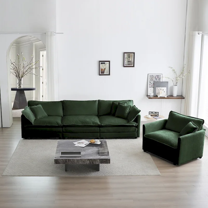 2-Piece Chenille Sectional Sofa Set for Living Room