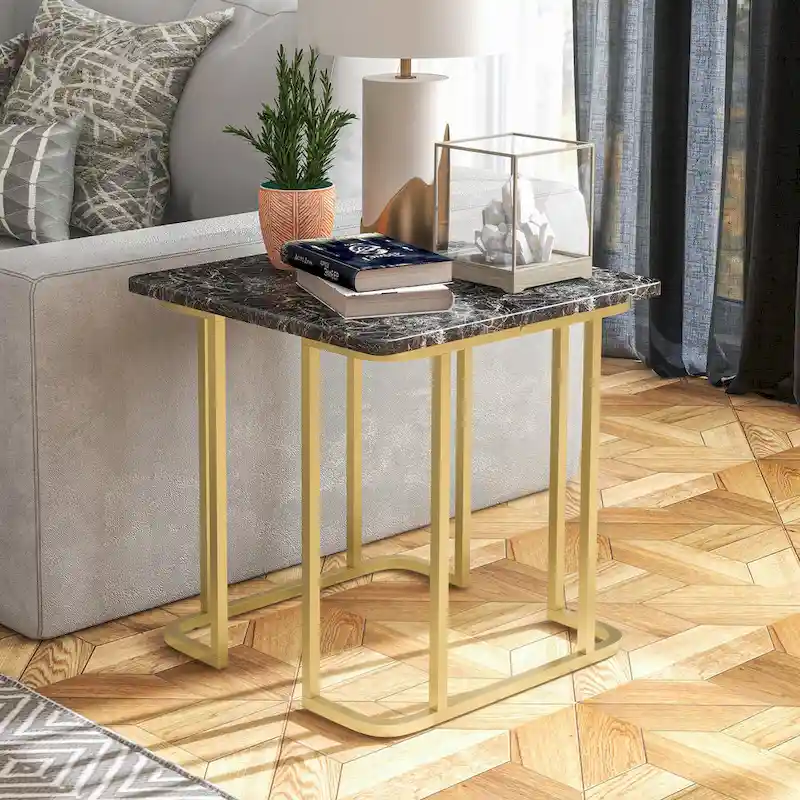 Deeanne Contemporary 24-inch Faux Marble Side Table by Furniture of America