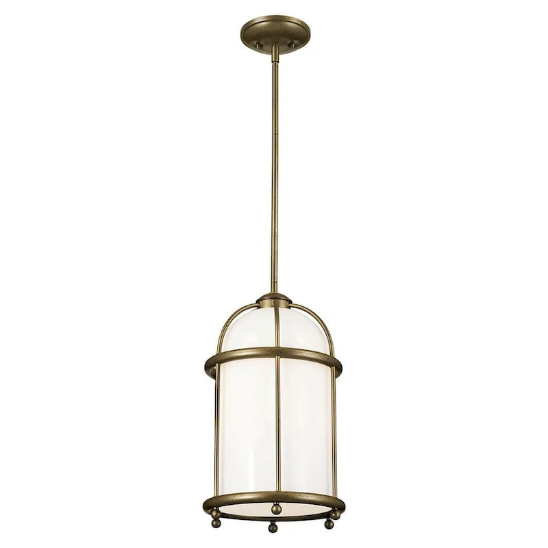 Kichler Lighting Topiary 10 inch 1-Light Pendant Character Bronze with Opal Glass
