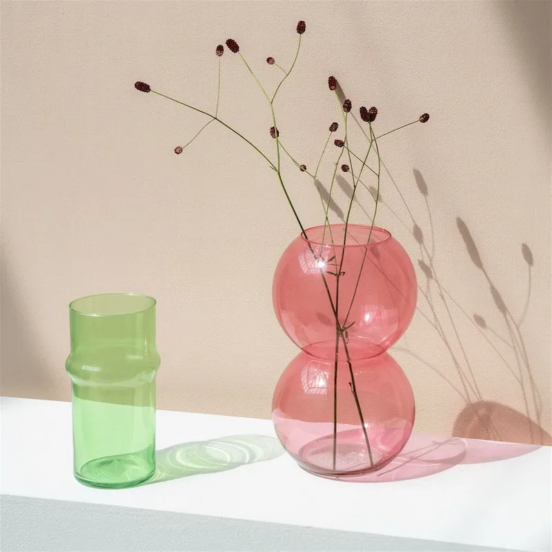 Vase Recyled Glass Bulb Branded Apricot - Pink