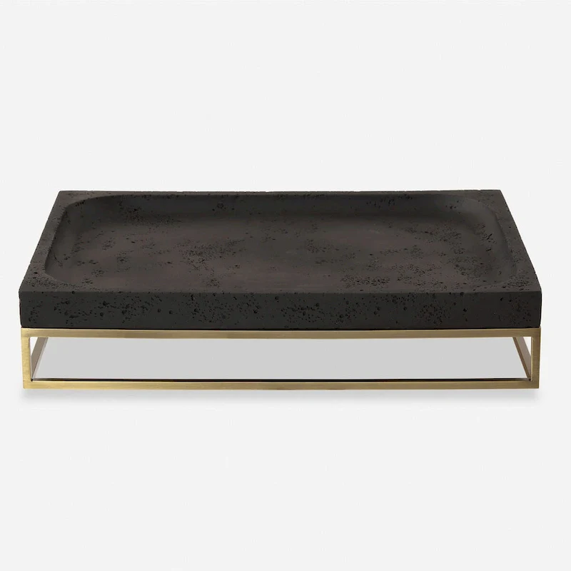 Uttermost Shadowstone Cast Black Tray - 18  W X 13  D X 3.5  H