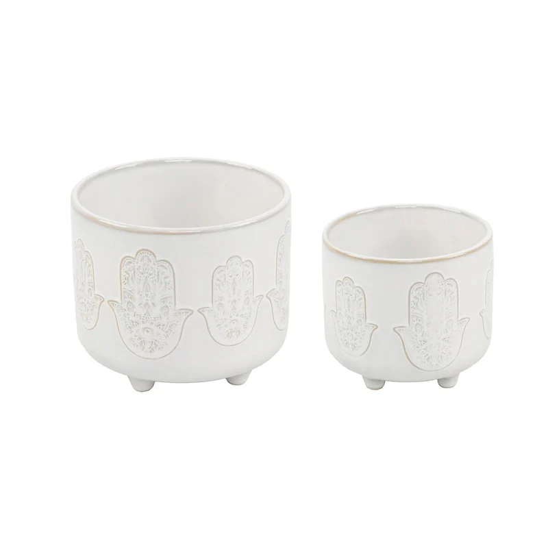 Set of Ceramic Footed Planter 6in & 4.75in