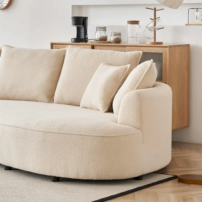 122.8 Modern Teddy Fabric Cloud Curved Sofa -- Left Facing