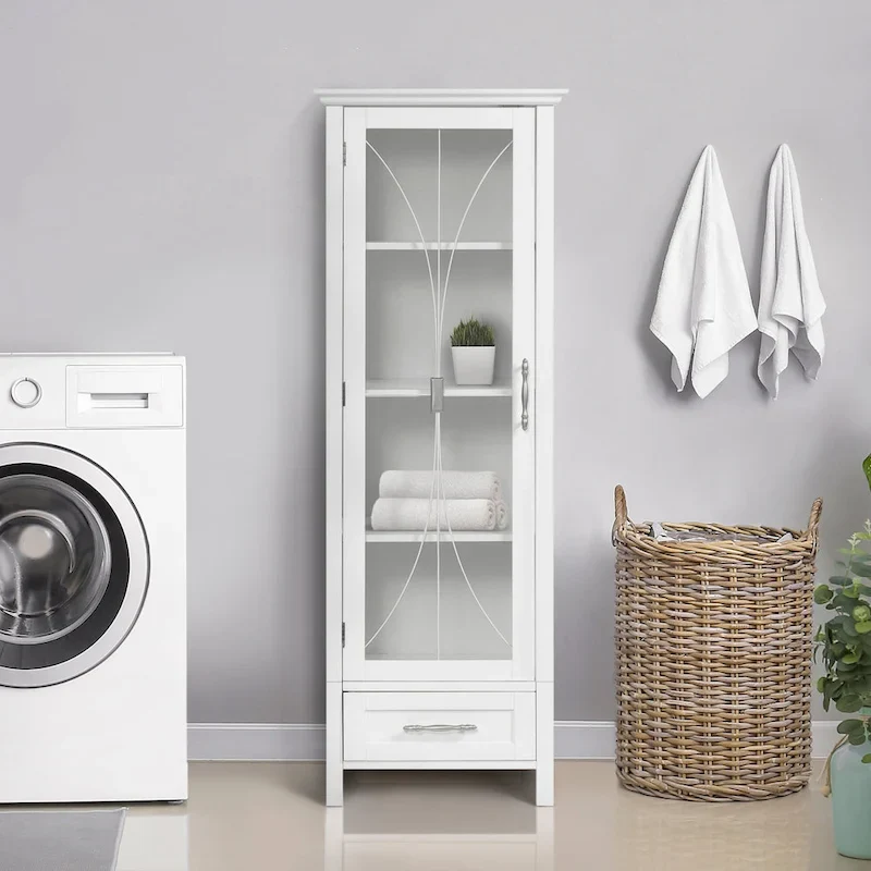 Teamson Home Delaney Freestanding Linen Cabinet with Drawer