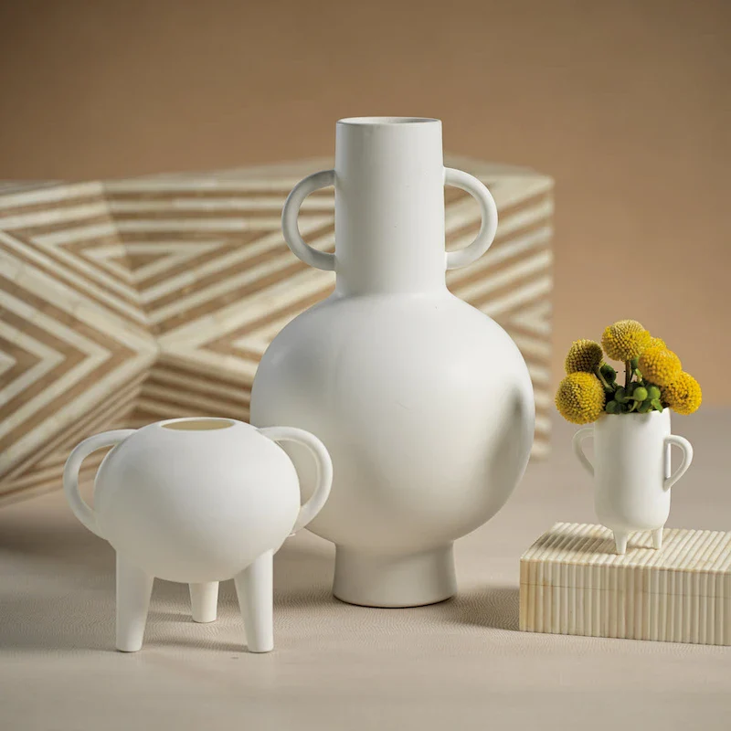Avesta 13.75  Tall White Stoneware Vase