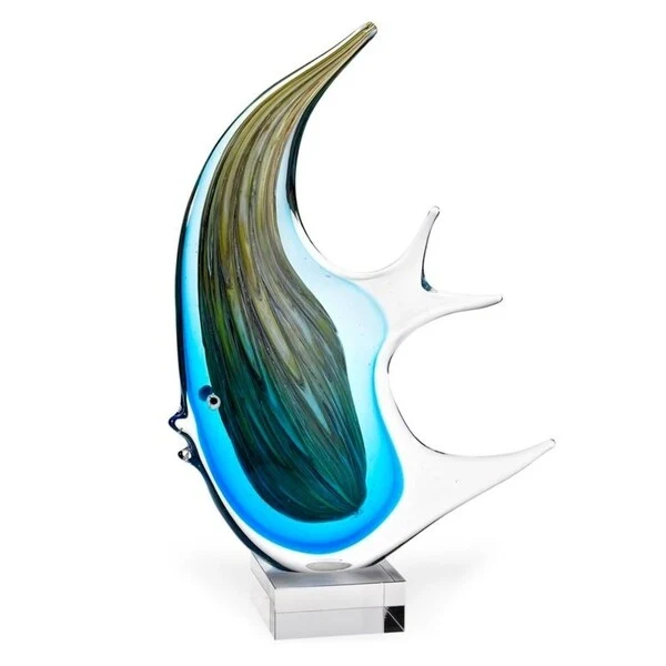Murano Style Artistic Glass Giant Angel Fish H 16