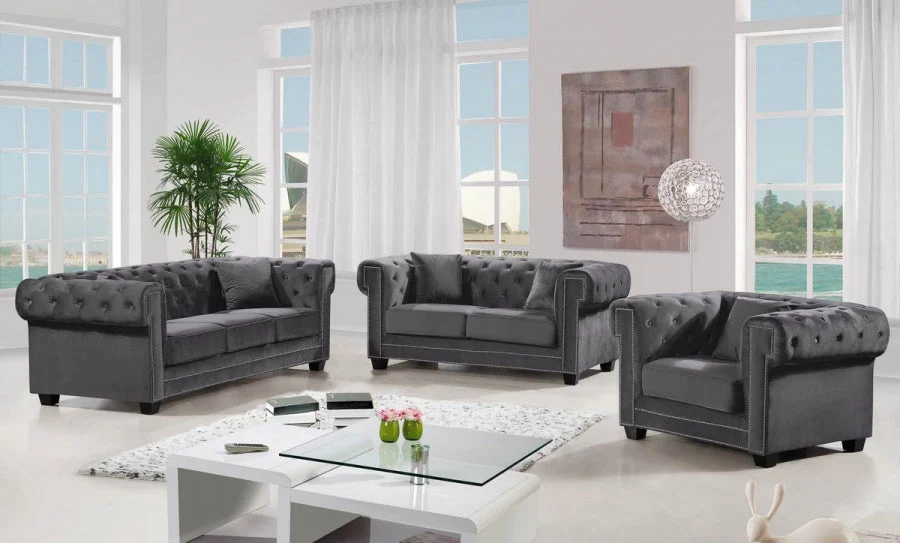 Bowie Tufted Velvet Living Room Collection in 3 Color Options