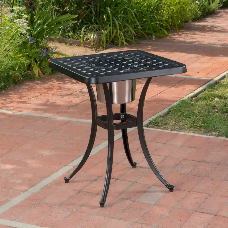Ava Outdoor Cast Aluminum Bistro Table with Ice Bucket by Christopher Knight Home - 21.00  D x 21.00  W x 25.00  H
