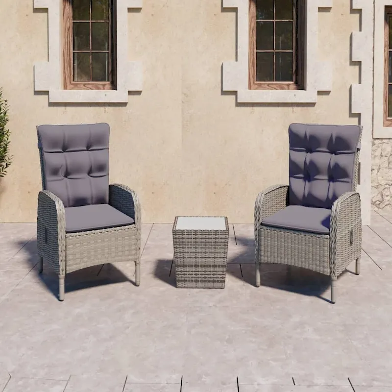 vidaXL Solid Acacia Wood Patio Bistro Set 3 Piece Poly Rattan Multi Colors - 16.3  x 16.3  x 16.9