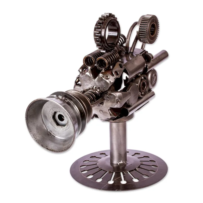 Novica Handmade Rustic Movie Projector Recycled Auto Parts Sculpture