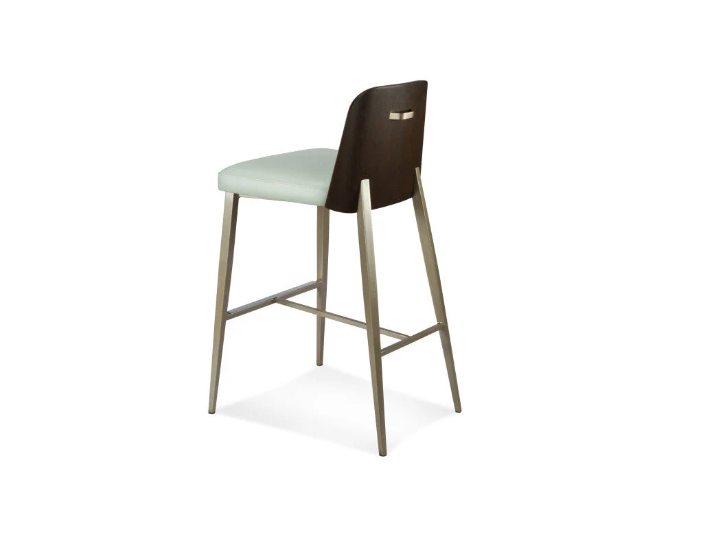 Coco Contemporary Stool with Curve Walnut Back in Counter or Bar Height