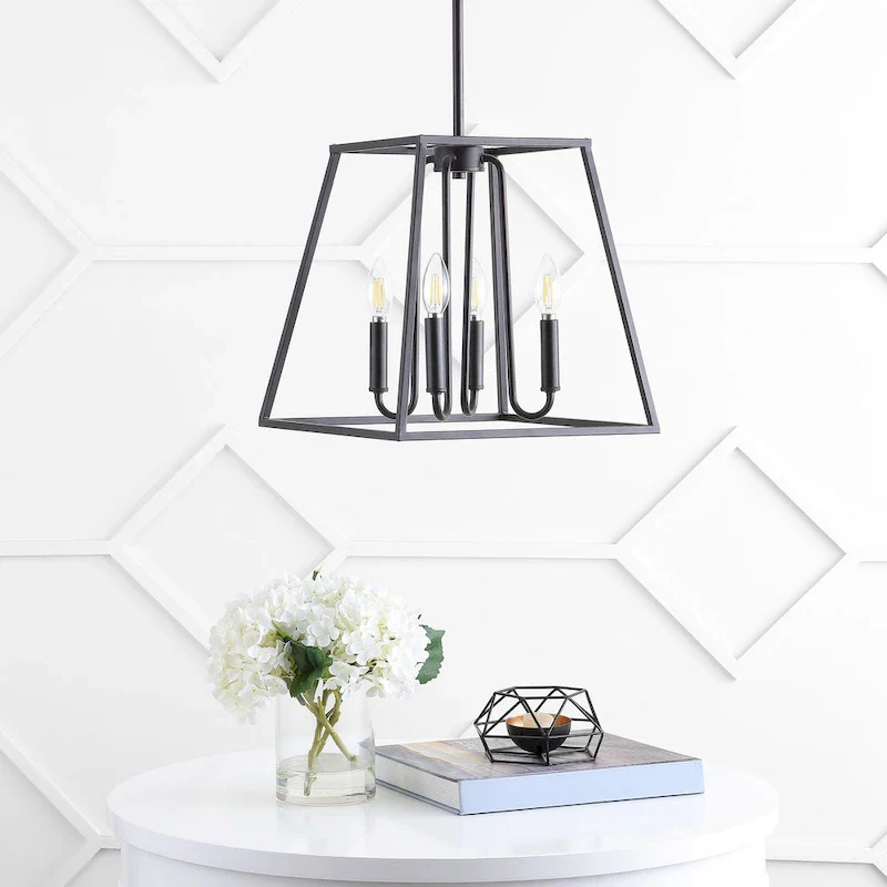 SAFAVIEH Lighting Annett 4-light Pendant - 14 x14 x22.5-52.5  - Oil Rubbed Bronze (Black) - 14Wx14Dx53H